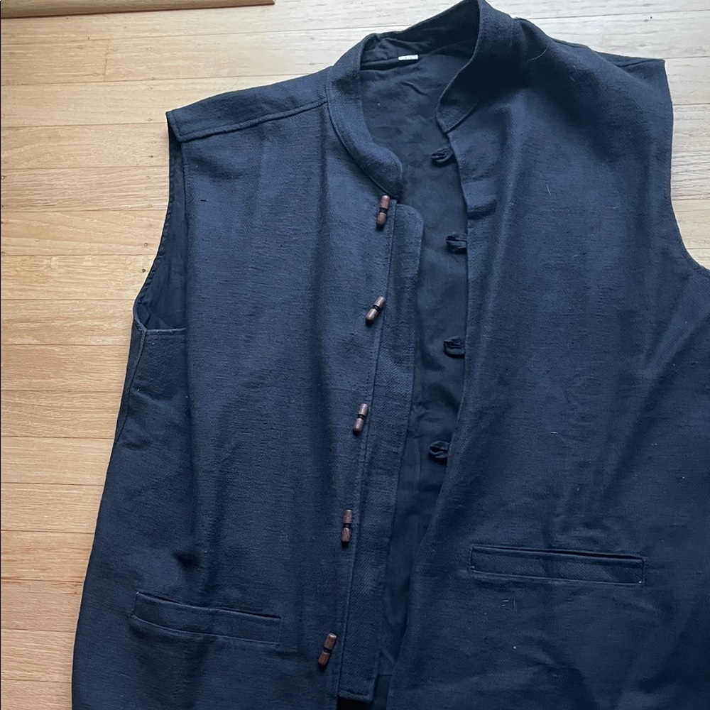 Nepalese 100% Cotton Navy Sleeveless Jacket